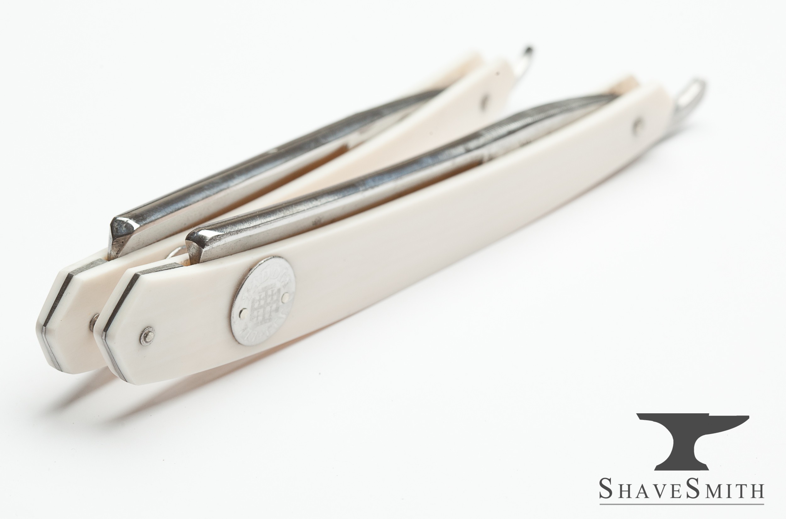 Adorned Faux Ivory Straight Razor Handles
