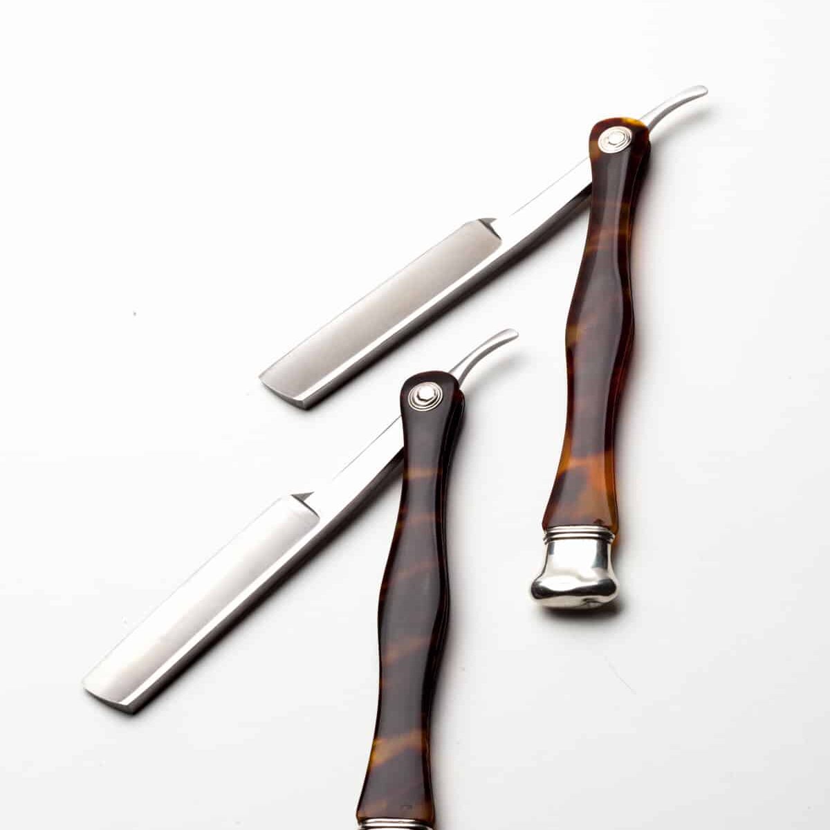 French Straight Razors With New Blades Set in Tortoise Shell Scales (1 of 1)