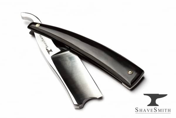 ShaveSmith "Chopper" 9/8 Custom Straight Razor in Ox horn and Fine Silver.