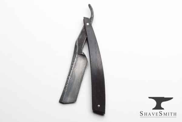 Agape - 7/8 Damascus, African Blackwood, Swayback, Tanto Custom Straight Razor
