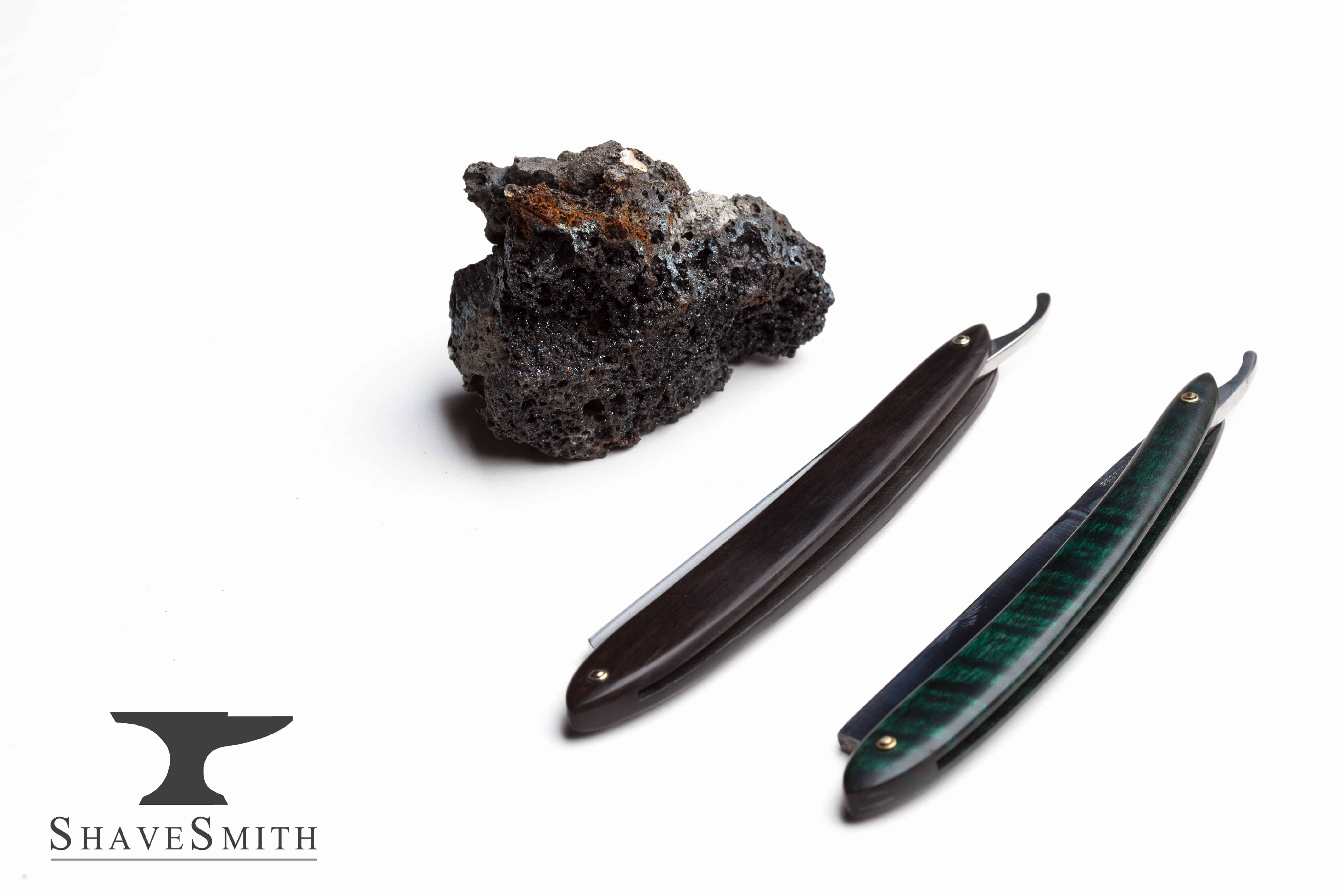 Viking iron ore and a couple of straight razors I made.